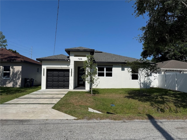 7208 N Glen Ave, Tampa, FL 33614 - view of front of property with stucco siding, a front yard, and a garage