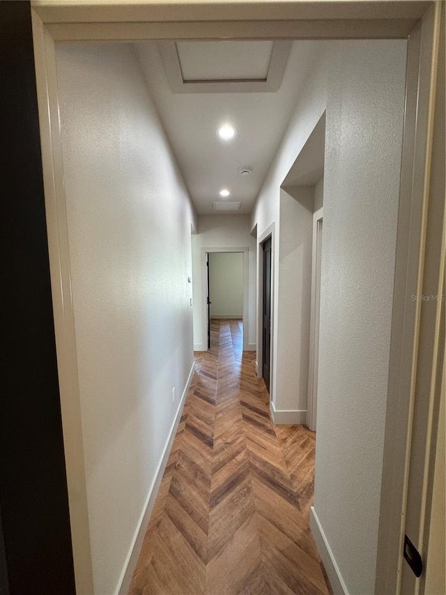7208 N Glen Ave, Tampa, FL 33614 - corridor with attic access, baseboards, and recessed lighting