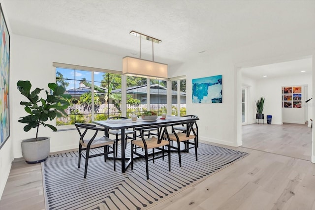 420 48th St N, Saint Petersburg, FL 33713 - dining room featuring light wood finished floors, baseboards, and a textured ceiling