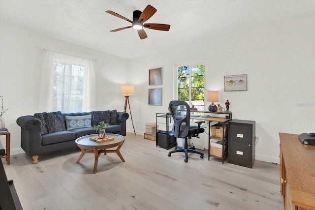 420 48th St N, Saint Petersburg, FL 33713 - office featuring light wood-style floors, a ceiling fan, and baseboards