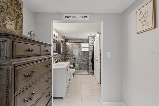 interior space with marble finish floor and a sink