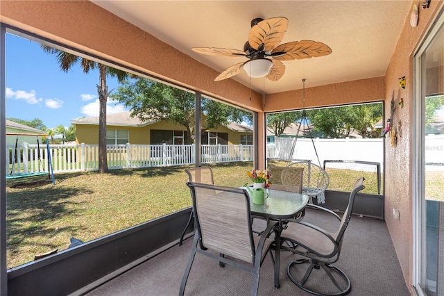 11449 Crestlake Village Dr, Riverview, FL 33569 - sunroom featuring ceiling fan