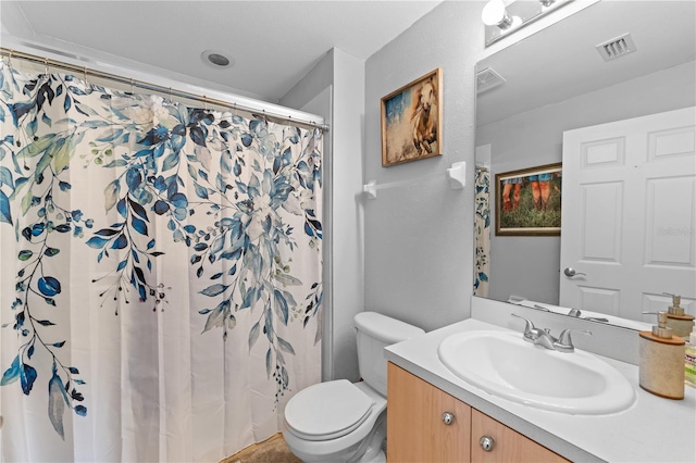 11449 Crestlake Village Dr, Riverview, FL 33569 - full bath with a shower with shower curtain, visible vents, toilet, and vanity