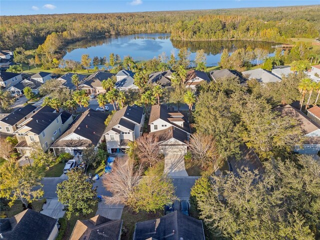 20121 Bending Creek Pl, Tampa, FL 33647 - drone / aerial view featuring a water view, a residential view, and a forest view