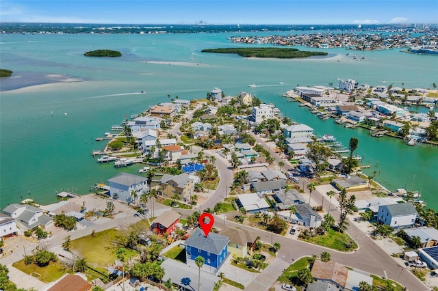 13117 4th St E, Madeira Beach, FL 33708 - aerial overview of property's location featuring a nearby body of water and nearby suburban area