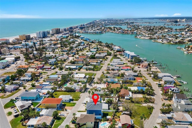 13117 4th St E, Madeira Beach, FL 33708 - aerial view of residential area featuring a nearby body of water