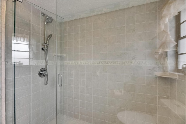 927 Golf Island Dr, Apollo Beach, FL 33572 - bathroom with a stall shower and a textured ceiling
