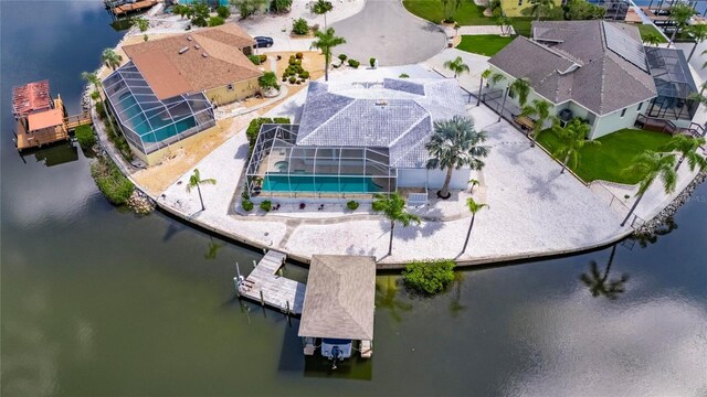 927 Golf Island Dr, Apollo Beach, FL 33572 - drone / aerial view of a nearby body of water and a pool area