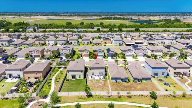 birds eye view of property with a residential view