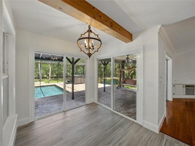 13004 Bell Creek Chase, Riverview, FL 33569 - doorway to outside with a wealth of natural light, wood finished floors, and baseboards