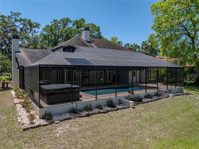 13004 Bell Creek Chase, Riverview, FL 33569 - pool with glass enclosure, a yard, and a patio