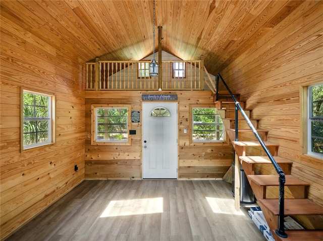 13004 Bell Creek Chase, Riverview, FL 33569 - foyer entrance with wooden walls, wooden ceiling, and vaulted ceiling