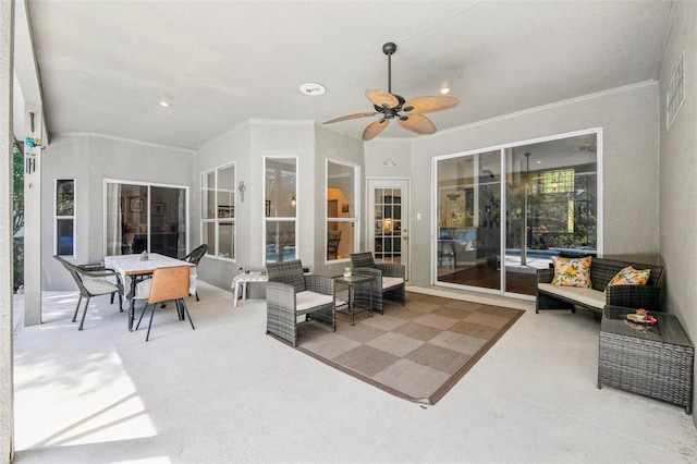 view of patio / terrace with outdoor lounge area and a ceiling fan