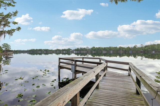 view of dock featuring a water view