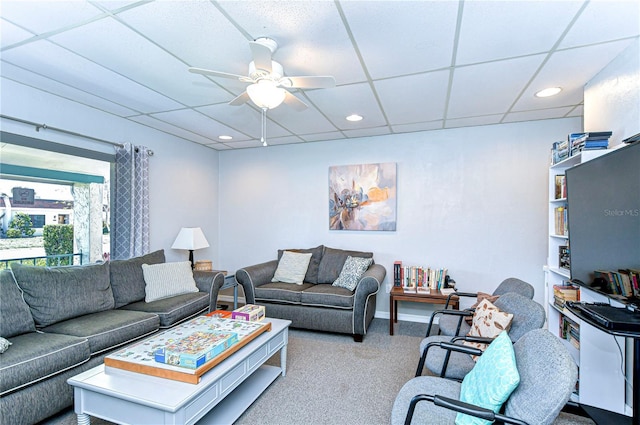 13870 Oakwood Ln Unit 13870, Seminole, FL 33776 - living area with recessed lighting, carpet floors, and ceiling fan
