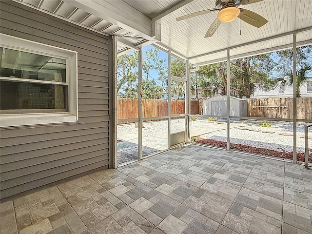 6609 Dartmouth Ave N, Saint Petersburg, FL 33710 - unfurnished sunroom with a ceiling fan and a healthy amount of sunlight