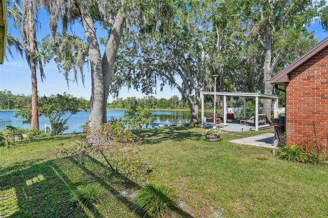 19254 Blount Rd, Lutz, FL 33558 - view of grassy yard with a patio area and a water view