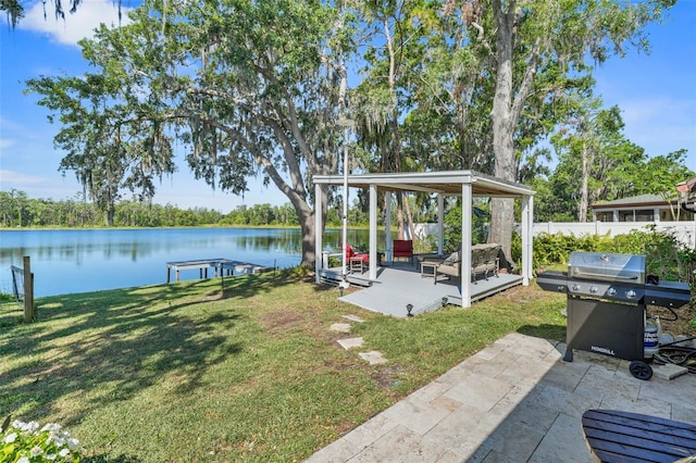 19254 Blount Rd, Lutz, FL 33558 - dock area featuring a water view and a patio