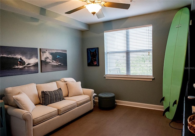 750 4th Ave S Unit 403C, Saint Petersburg, FL 33701 - living area featuring ceiling fan, healthy amount of natural light, and wood finished floors