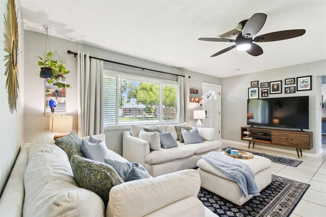 1751 Ashton Abbey Rd, Clearwater, FL 33755 - living room featuring a ceiling fan and tile patterned floors