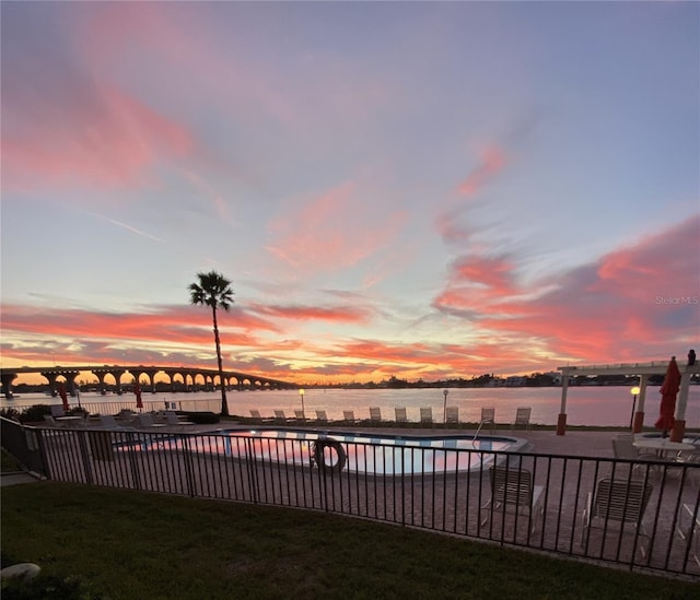 6279 Sun Blvd Unit 103, Saint Petersburg, FL 33715 - exterior space featuring a patio area, a water view, and fence