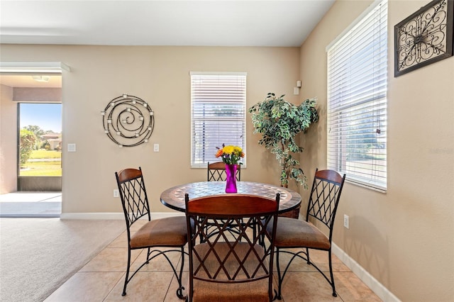 10617 Lucaya Dr, Tampa, FL 33647 - dining room with baseboards, light tile patterned flooring, and light carpet