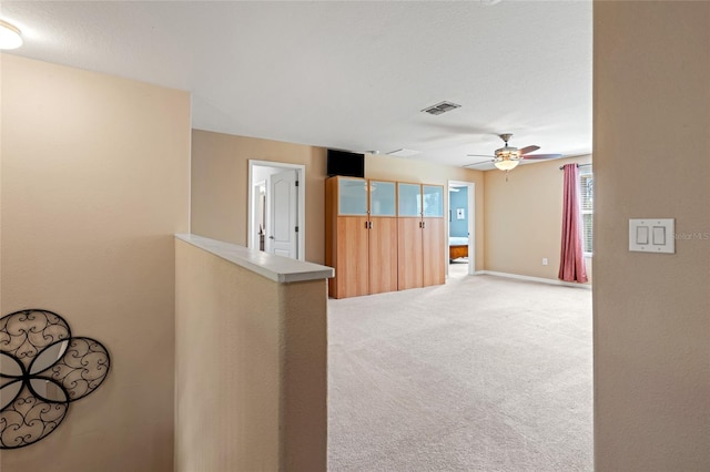 10617 Lucaya Dr, Tampa, FL 33647 - hallway featuring light carpet, visible vents, and baseboards