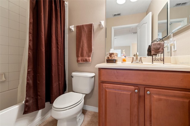 10617 Lucaya Dr, Tampa, FL 33647 - full bath featuring shower / bath combo, visible vents, vanity, and toilet