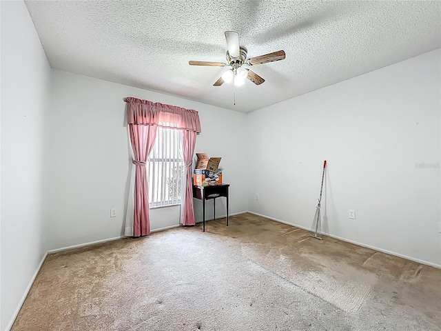11216 Longbrooke Dr, Riverview, FL 33579 - spare room featuring ceiling fan, carpet floors, and a textured ceiling