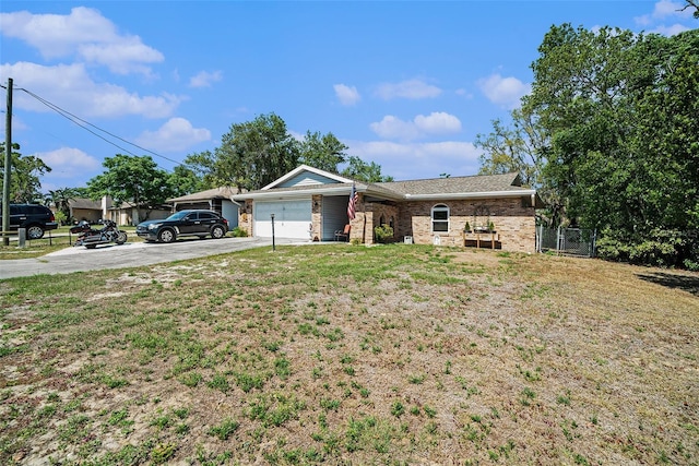 1399 Leeward Ave, Spring Hill, FL 34606 - ranch-style home with an attached garage, a front lawn, concrete driveway, and fence
