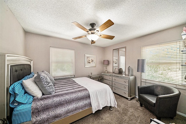 1399 Leeward Ave, Spring Hill, FL 34606 - bedroom with carpet floors, a textured ceiling, and a ceiling fan