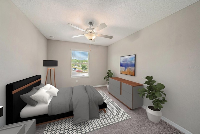 23378 Papyrus Way, Lutz, FL 33549 - bedroom featuring light colored carpet, baseboards, a ceiling fan, and a textured ceiling