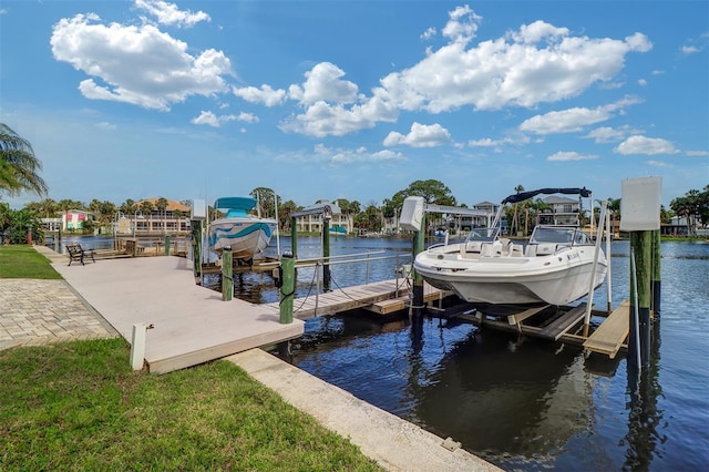 5449 Manatee Point Dr, New Port Richey, FL 34652 - dock area featuring boat lift and a water view