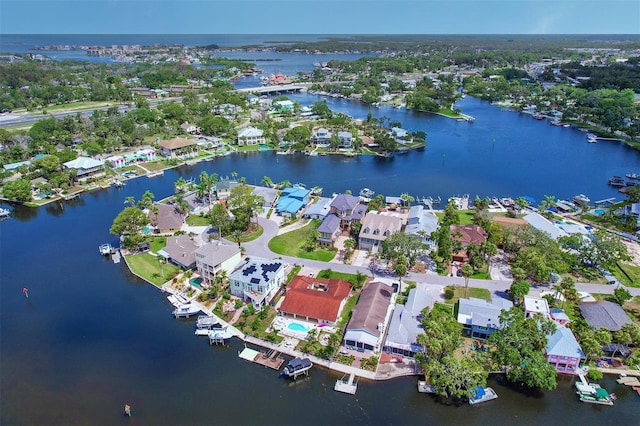 5449 Manatee Point Dr, New Port Richey, FL 34652 - aerial view of residential area with a nearby body of water