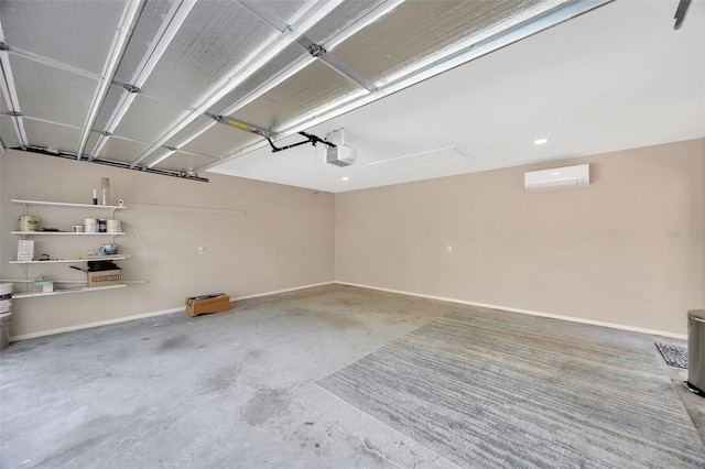 1155 Withlacoochee St, Safety Harbor, FL 34695 - garage with a garage door opener, an AC wall unit, and baseboards