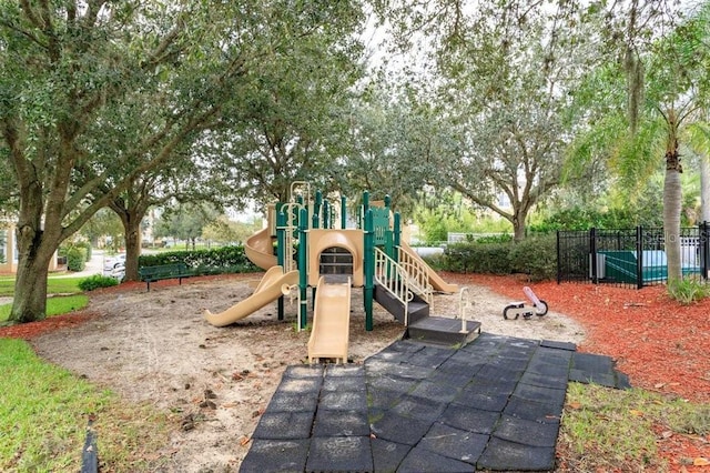 community play area featuring fence
