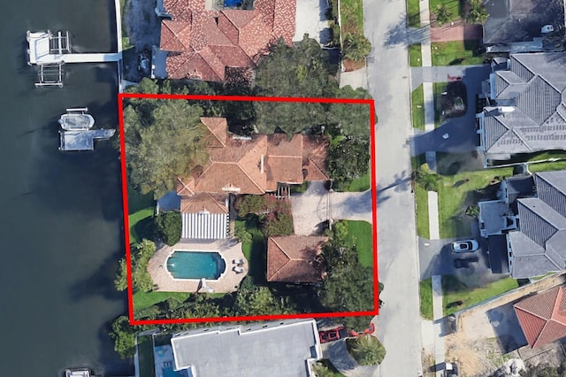drone / aerial view with a residential view