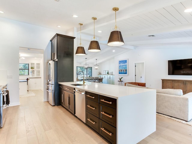 6310 95th St E, Bradenton, FL 34202 - kitchen featuring a sink, plenty of natural light, stainless steel appliances, and light wood finished floors