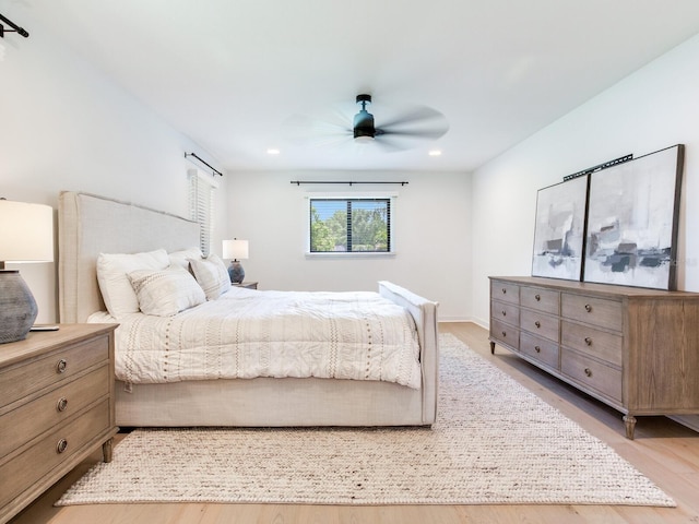 6310 95th St E, Bradenton, FL 34202 - bedroom with light wood-style floors, recessed lighting, and ceiling fan