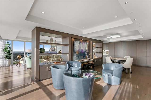 3301 Bayshore Blvd Unit 2401E, Tampa, FL 33629 - interior space with a tray ceiling and light wood-style floors