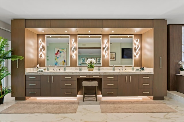 3301 Bayshore Blvd Unit 2401E, Tampa, FL 33629 - full bathroom featuring double vanity, a sink, and marble finish floor