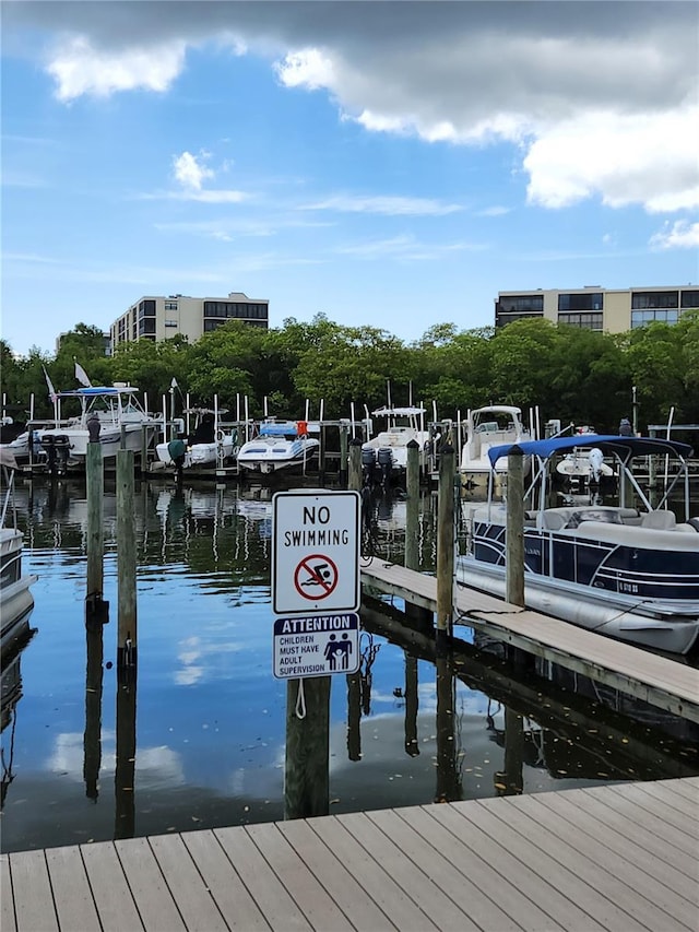 view of dock featuring a water view