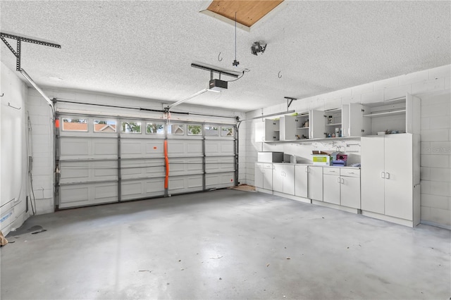 garage with a garage door opener