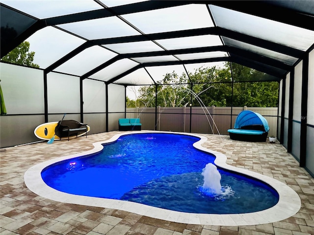 10005 Sage Creek Dr, Ruskin, FL 33573 - view of pool with a patio area and glass enclosure