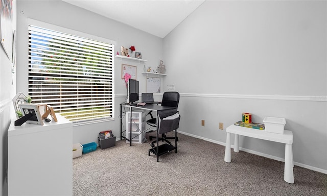 carpeted office space with plenty of natural light