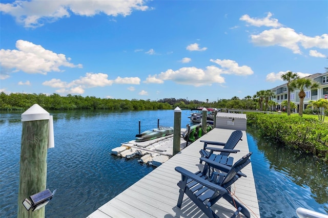 dock area featuring a water view