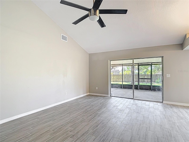 1530 High Knoll Dr, Brandon, FL 33511 - unfurnished room with wood finished floors, ceiling fan, and high vaulted ceiling