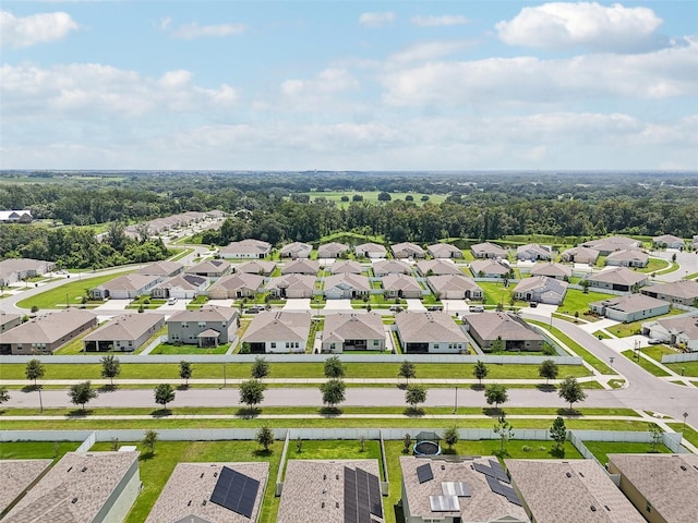 birds eye view of property with a residential view