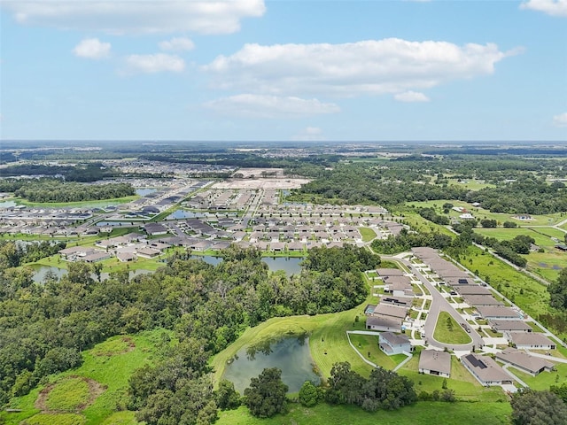 aerial view featuring a residential view and a water view