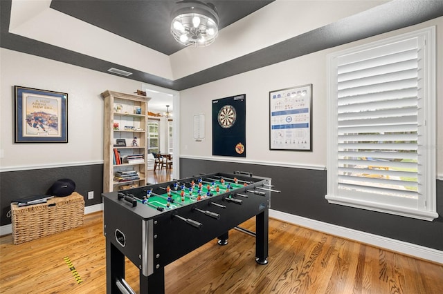 5902 Audubon Manor Blvd, Lithia, FL 33547 - game room with wood finished floors, plenty of natural light, and a raised ceiling